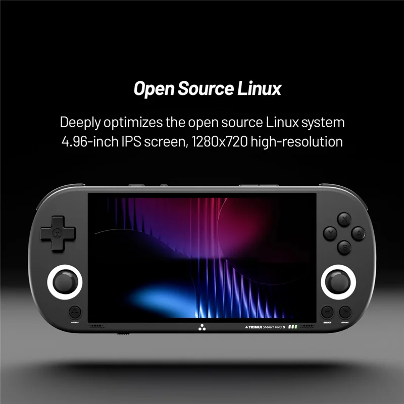 TRIMUI Smart Pro S TG5050 4,96 Pollici Schermo IPS Gamepad Portatile con Joystick Hall Console per Giochi Retrò, con Scheda TF 128G - Nero