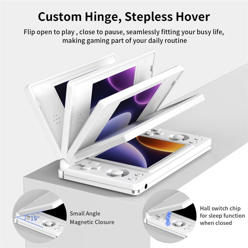 ANBERNIC RG DS Handheld Game Console Retro Arcade Android Open Source Console with Dual IPS Screens (3+32G) without Games - White
