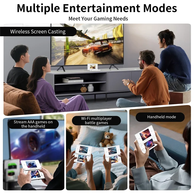 ANBERNIC RG DS Handheld Game Console Retro Arcade Android Open Source Console with Dual IPS Screens (3+32G) without Games - White