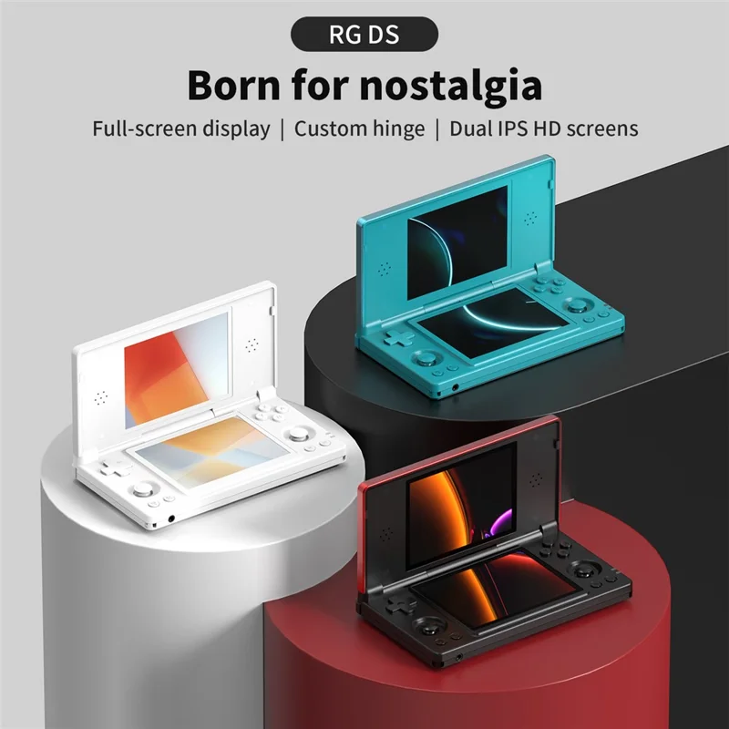 Console per giochi portatile ANBERNIC 256G RG DS, console retro arcade Android open source con doppio schermo IPS - Rosso / Nero