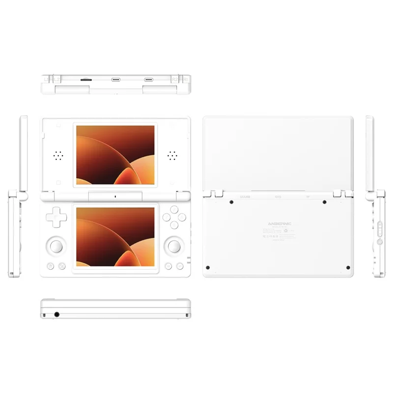 ANBERNIC 256G RG DS Handheld Game Console Retro Arcade Android Open Source Console with Dual IPS Screens - White