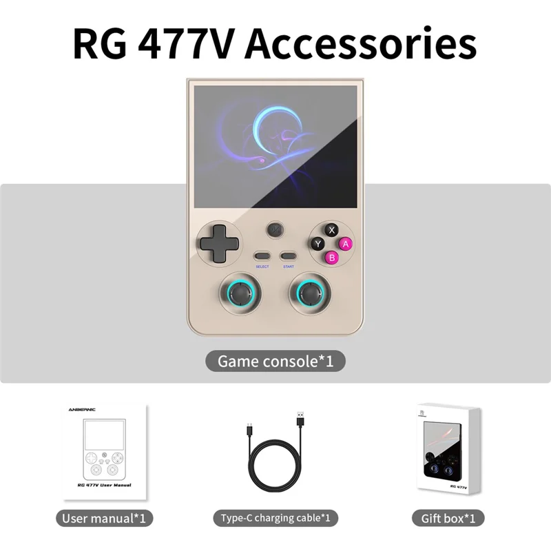ANBERNIC RG 477V 12GB+256GB 4.7 Inch Handheld Game Console 120Hz High Refresh Rate Gaming Device - Grey