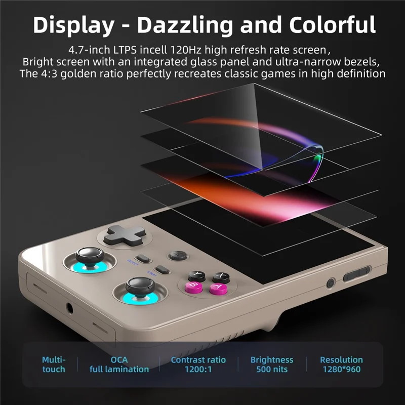 ANBERNIC RG 477V 12GB+256GB 4.7 Inch Handheld Game Console 120Hz High Refresh Rate Gaming Device - Grey