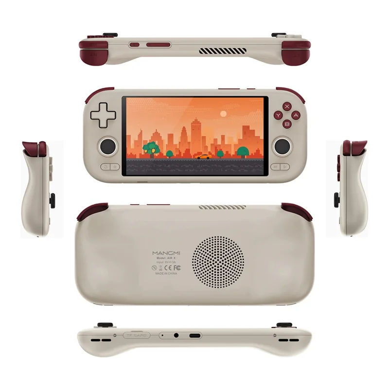 MANGMI AIR X Retro Handheld Game Console with 128G TF Card, 4GB+64GB 5.5 Inch IPS Display Android 14 Gaming Device - Grey