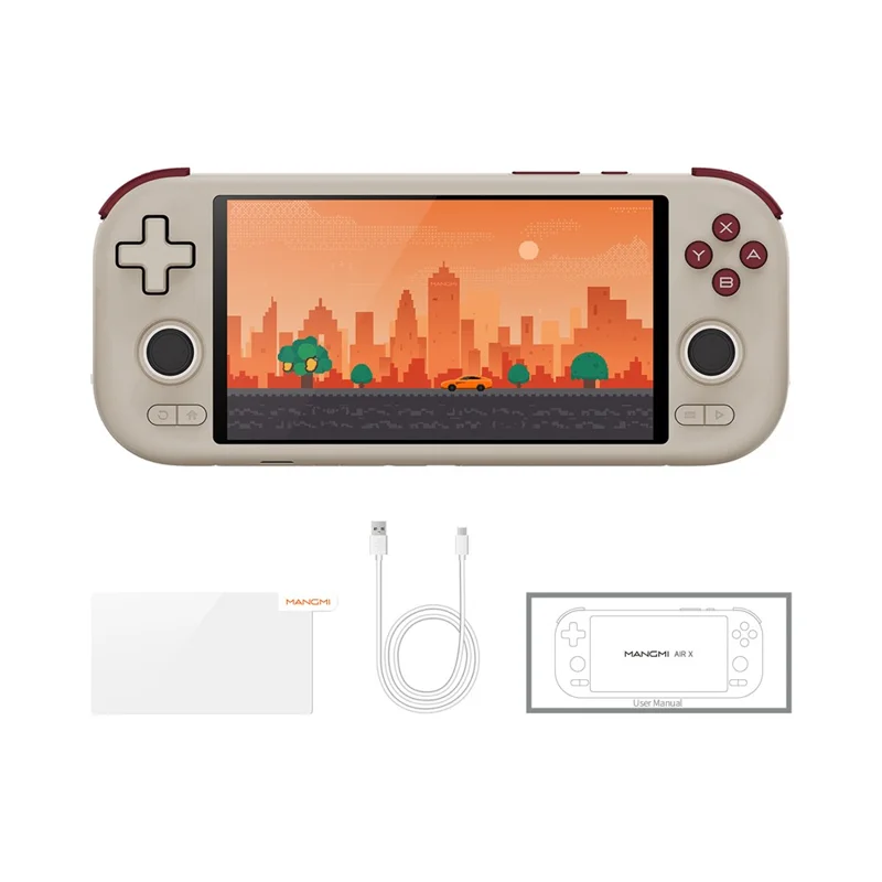 MANGMI AIR X Retro Handheld Game Console with 128G TF Card, 4GB+64GB 5.5 Inch IPS Display Android 14 Gaming Device - Grey