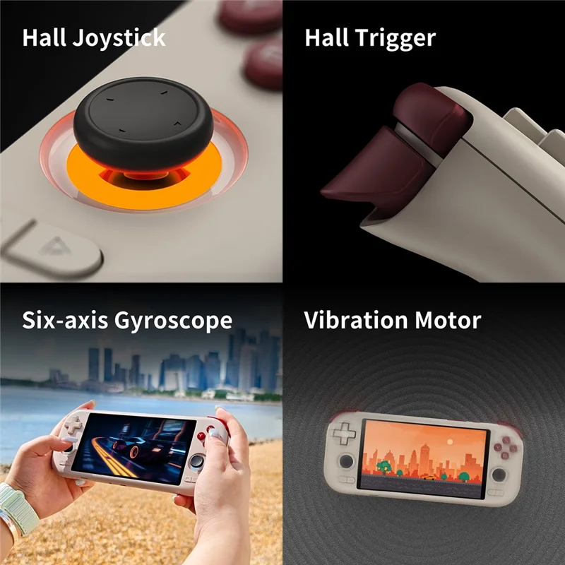 MANGMI AIR X Retro Handheld Game Console with 256G TF Card, 4GB+64GB 5.5 Inch IPS Display Android 14 Gaming Device - Grey