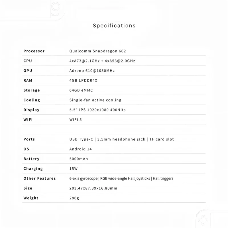 MANGMI AIR X Retro Handheld Game Console with 256G TF Card, 4GB+64GB 5.5 Inch IPS Display Android 14 Gaming Device - Black