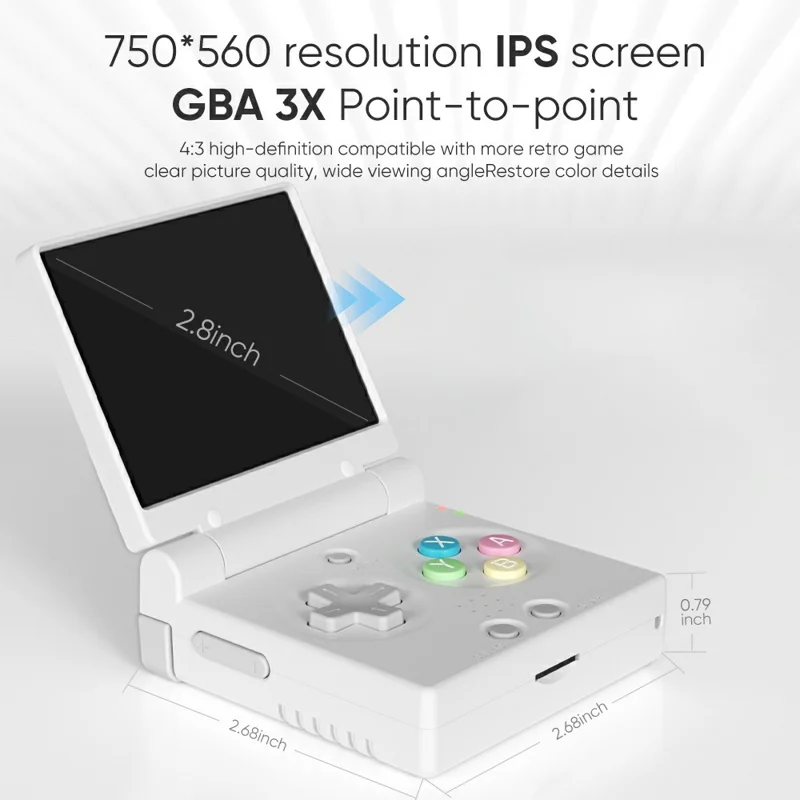 MIYOO Mini Flip Retro Handheld Game Console Flip Design Open Source Portable Gamepad with 64GB TF Card - White