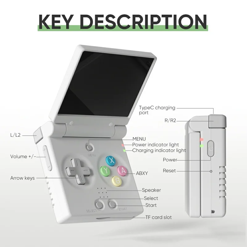 MIYOO Mini Flip Retro Handheld Game Console Flip Design Open Source Portable Gamepad with 64GB TF Card - Black