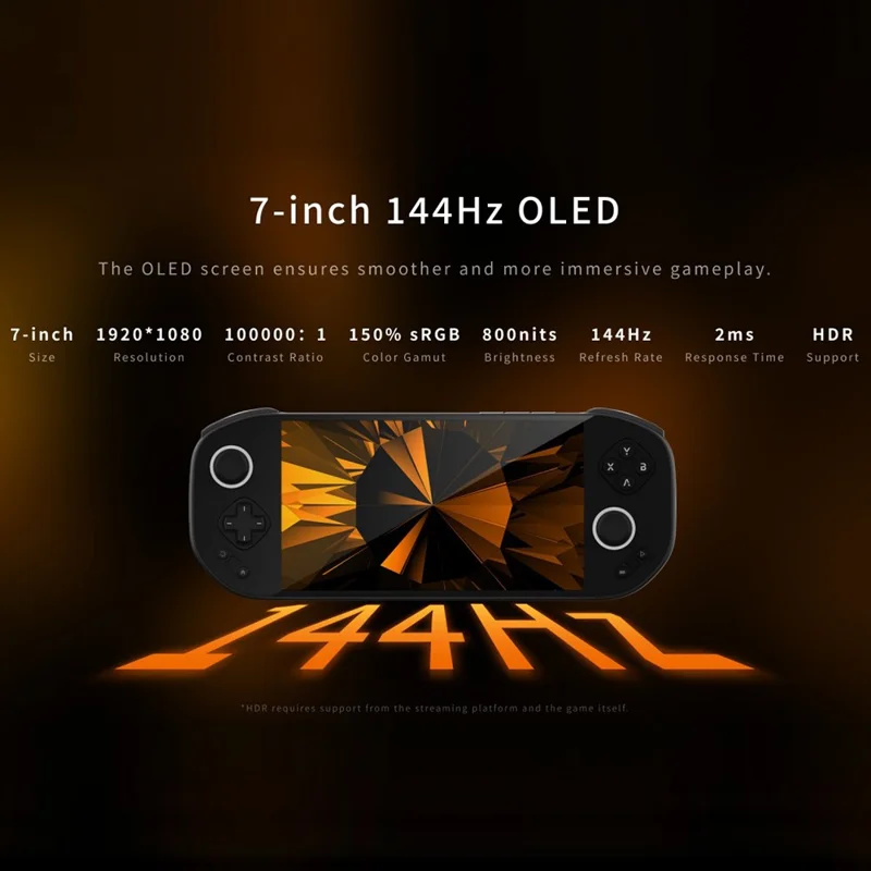 MANGMI Pocket Max 7 Inch OLED Screen Android 13 Handheld Gaming Console Snapdragon 865 Wireless Gamepad (8+128GB) - Black