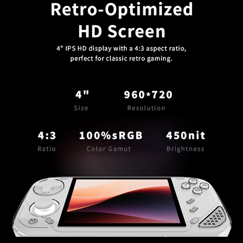 MINI LONG1 Video Gamepad without TF Card 4 Inch IPS Screen WiFi Wireless Retro Handheld Gaming Console - Grey