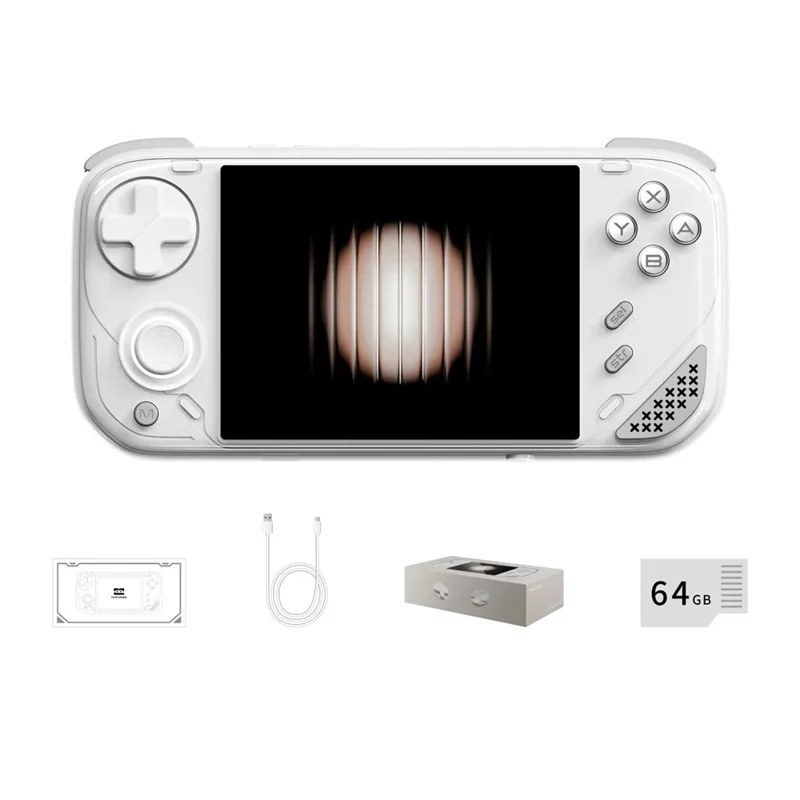 MINI LONG1 Video Gamepad with 64GB TF Card 4 Inch IPS Screen WiFi Wireless Retro Handheld Gaming Console - White