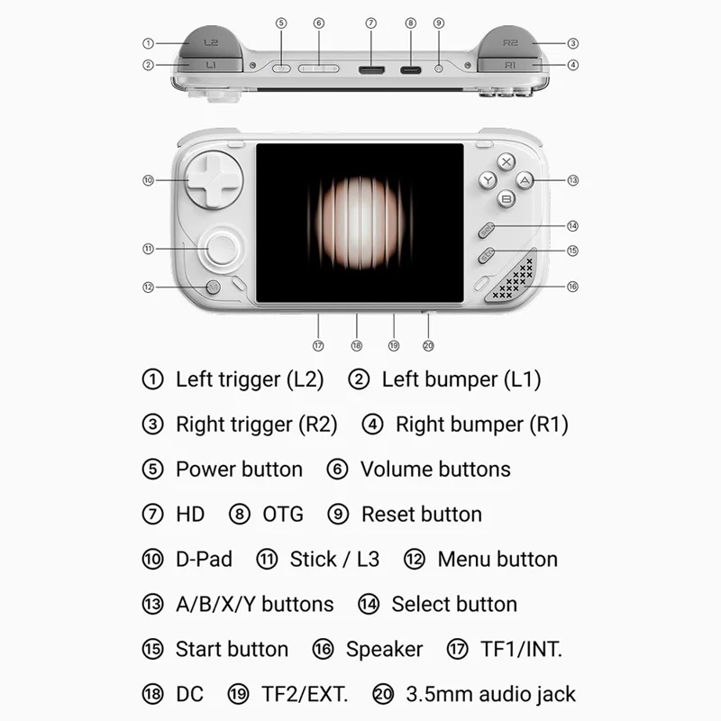 MINI LONG1 Video Gamepad with 64GB TF Card 4 Inch IPS Screen WiFi Wireless Retro Handheld Gaming Console - White