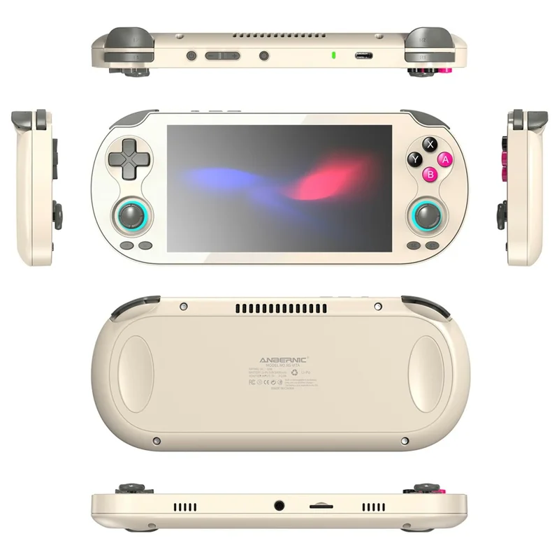 ANBERNIC RG VITA 5.46 Inch IPS Gaming Handheld Game Console Built in 3GB+64GB Streaming Android 12 T618 Octa-Core Competitive Gaming Machine - White