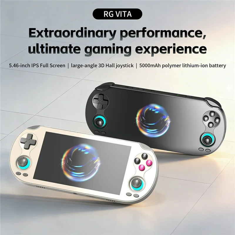 ANBERNIC RG VITA 5.46 Inch IPS Gaming Handheld Game Console Built in 3GB+64GB Streaming Android 12 T618 Octa-Core Competitive Gaming Machine - White