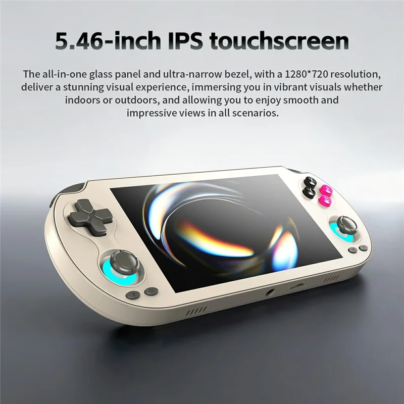 ANBERNIC RG VITA 5.46 Inch IPS Gaming Handheld Game Console Built in 3GB+64GB Streaming Android 12 T618 Octa-Core Competitive Gaming Machine - White