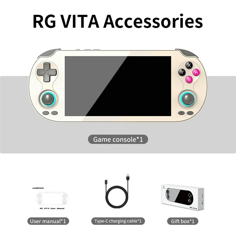 ANBERNIC RG VITA 5.46 Inch IPS Gaming Handheld Game Console Built in 3GB+64GB Streaming Android 12 T618 Octa-Core Competitive Gaming Machine - White
