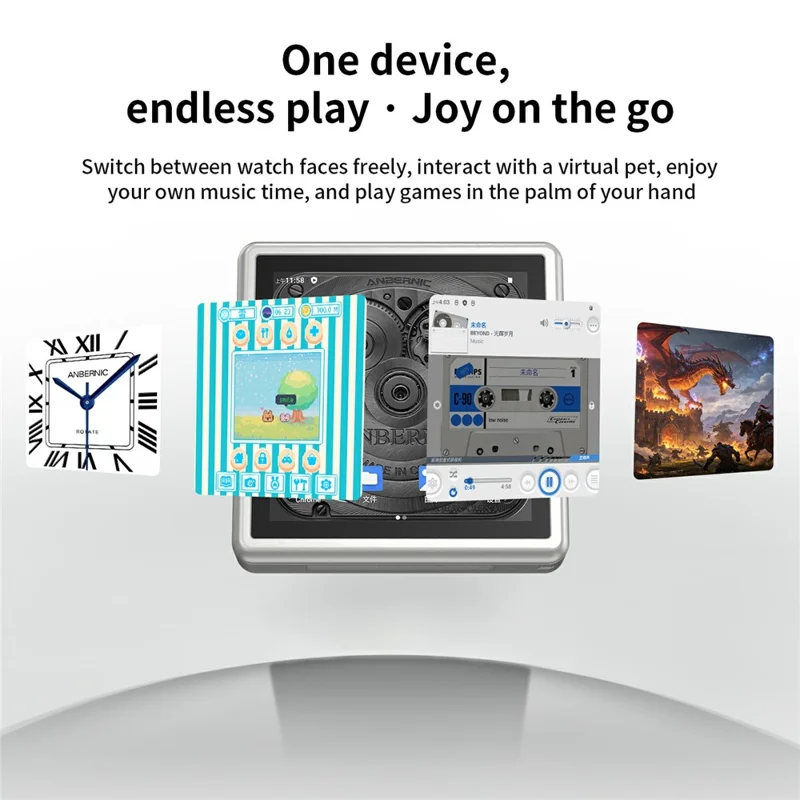 ANBERNIC RG Rotate Handheld Game Console 3.5 Inch IPS Touchscreen Aluminum Alloy Rotatable Screen Android 12 Gaming Device - Silver