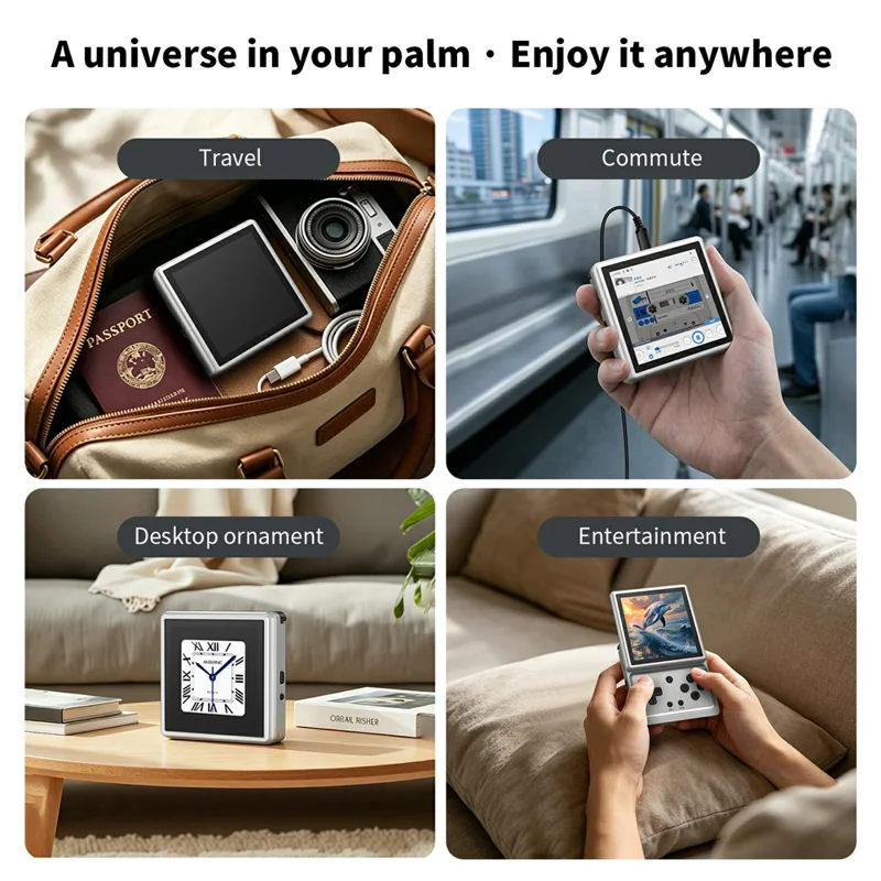 ANBERNIC RG Rotate Handheld Game Console 3.5 Inch IPS Touchscreen Aluminum Alloy Rotatable Screen Android 12 Gaming Device - Silver