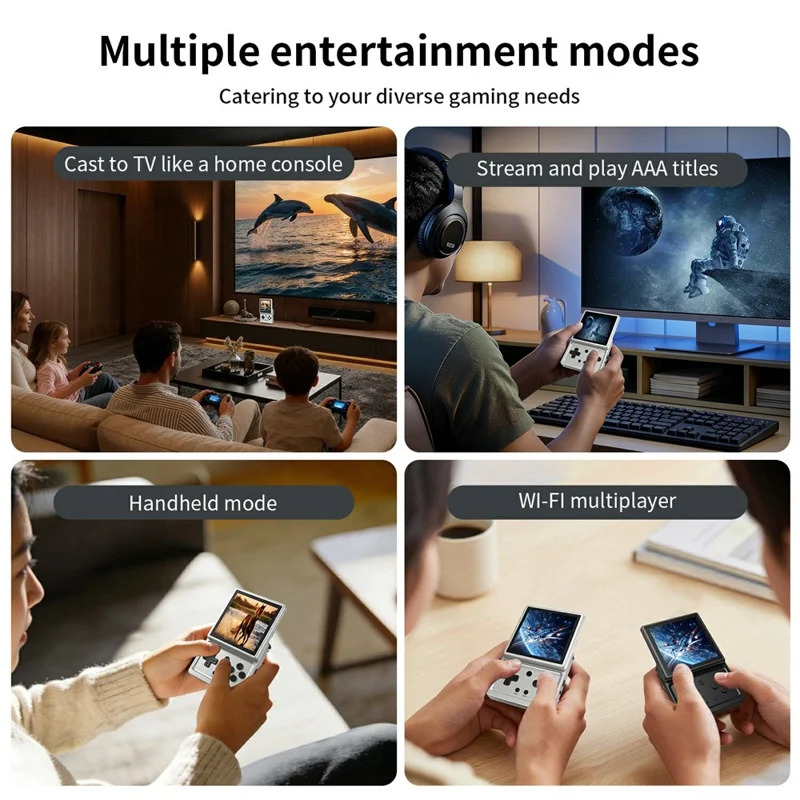 ANBERNIC RG Rotate Handheld Game Console 3.5 Inch IPS Touchscreen Aluminum Alloy Rotatable Screen Android 12 Gaming Device - Silver