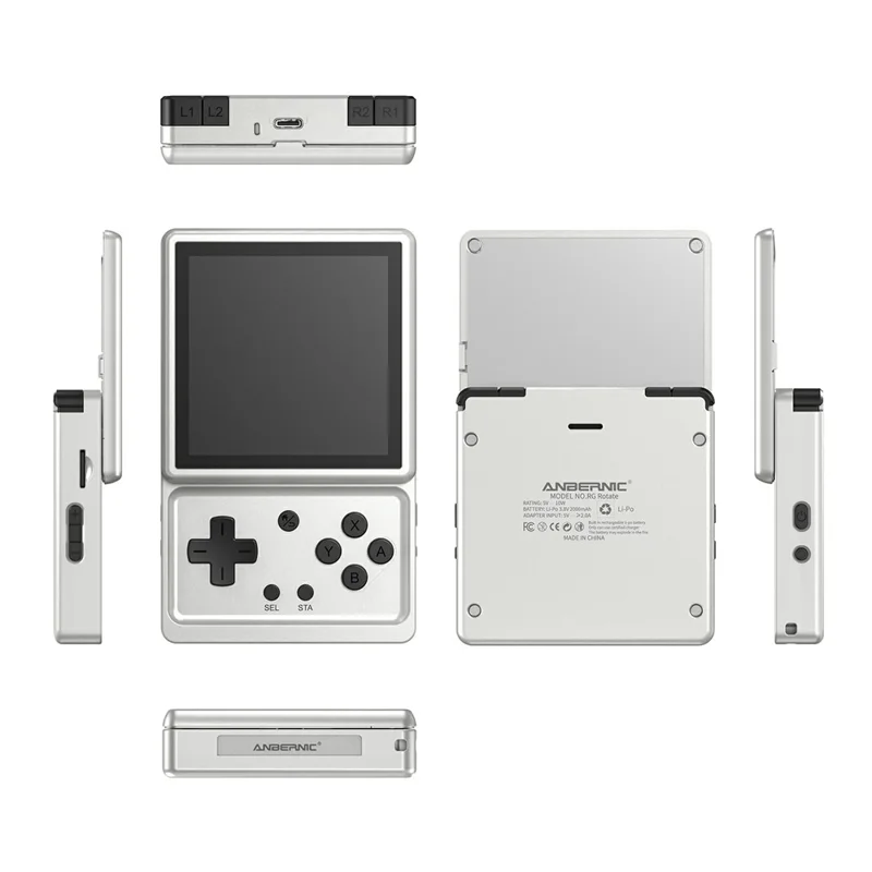 ANBERNIC RG Rotate Handheld Game Console 3.5 Inch IPS Touchscreen Aluminum Alloy Rotatable Screen Android 12 Gaming Device - Silver