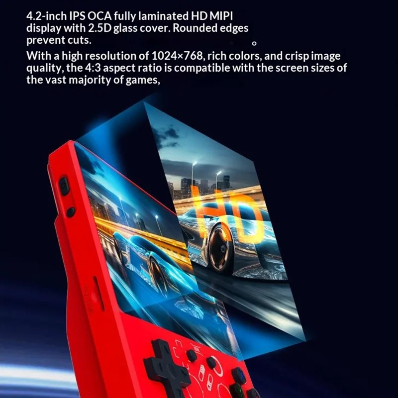 Consola de Juegos Portátil R40XX Pantalla IPS de 4.2 pulgadas Sistema Linux de 64GB Reproductor de Vídeo con Bluetooth - Naranja