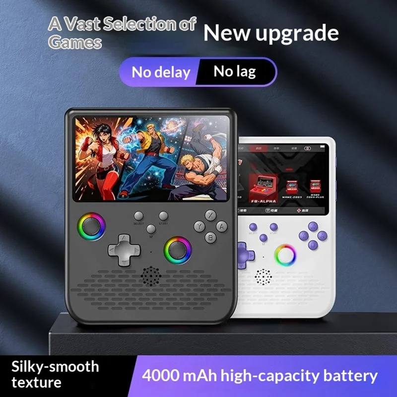 H5 Handheld Gaming Console 64G 5 inch IPS Screen RGB Lights 34 Emulators GBA Arcade - Black