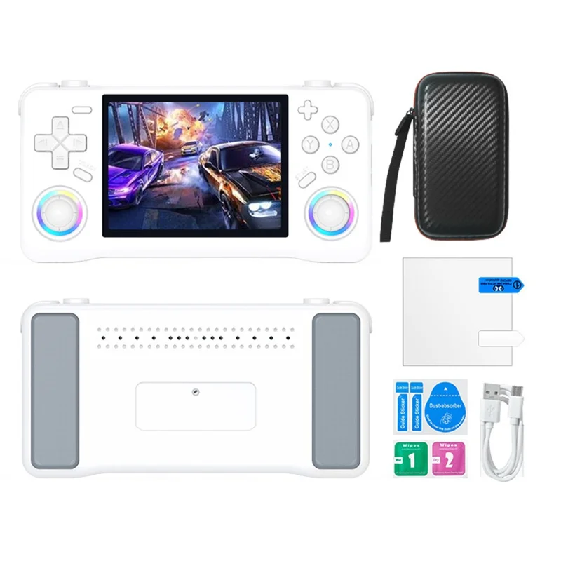 Consola de Juegos Portátil de Código Abierto XF35H con 64 GB de Almacenamiento, Pantalla IPS de 3,5 pulgadas, 30+ Emuladores para Juegos Retro - Blanco