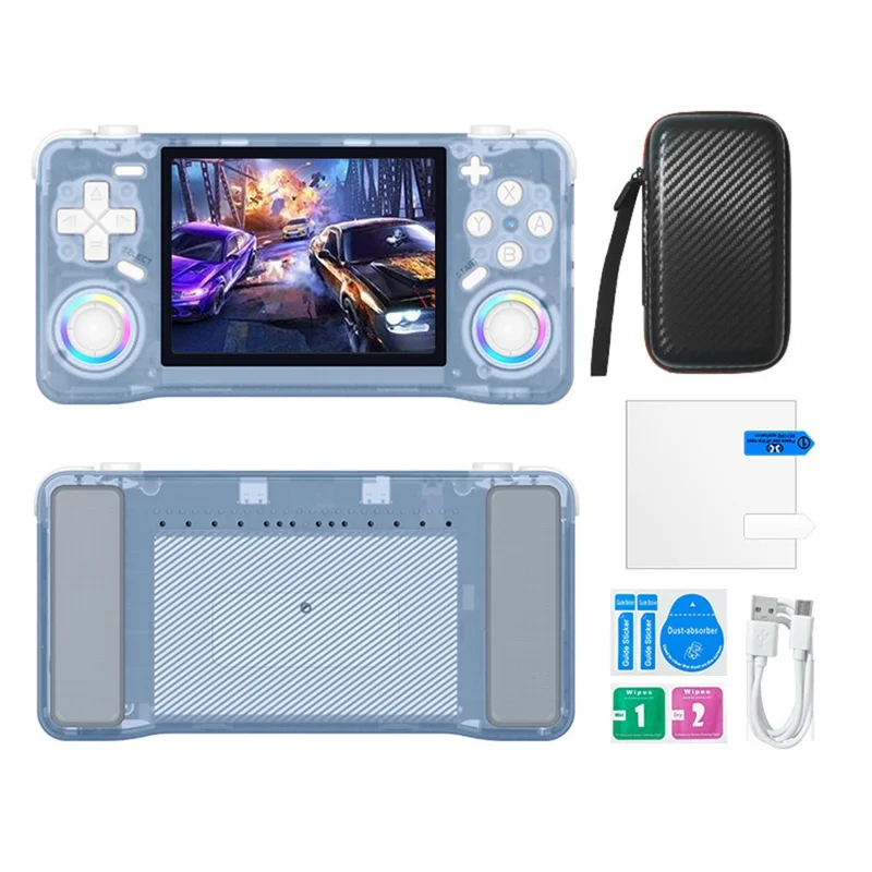 XF35H 64G Storage Open Source Handheld Game Console 3.5 inch IPS Display 30+ Emulators for Retro Gaming - Glacier Blue