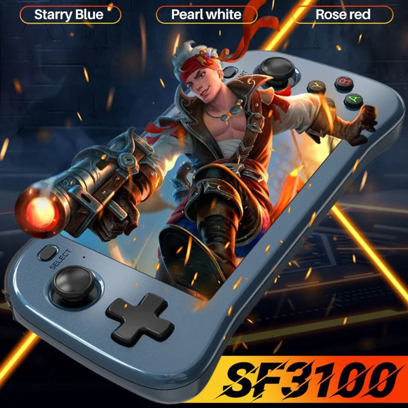 SF3100 Retro bærbar spillekonsol med 4,5 tommer IPS-skærm og bærbar gaming-enhed med HD TV-output - Blå