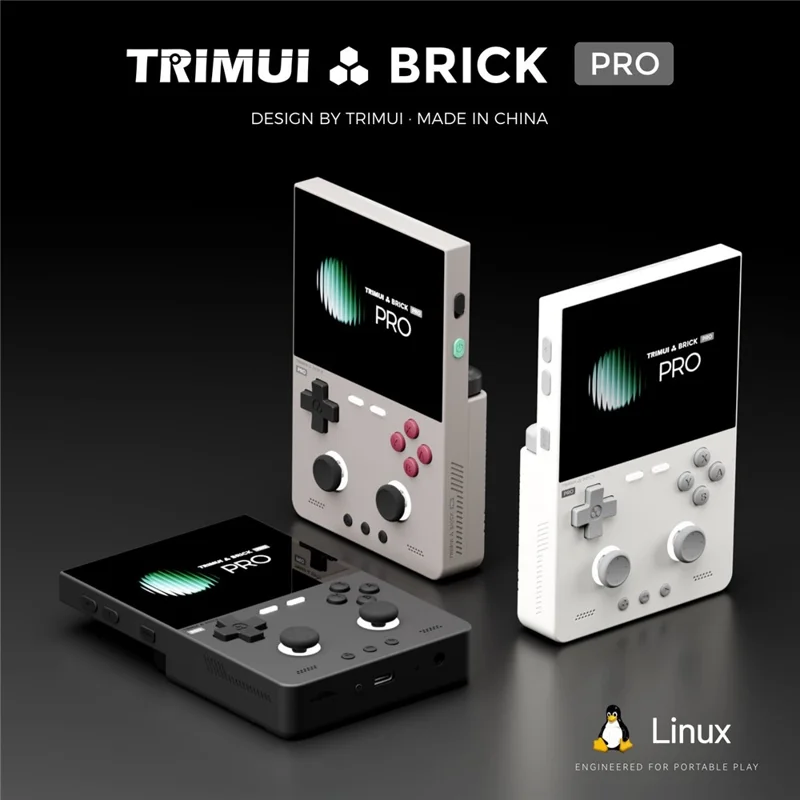 TRIMUI Brick Pro Handheld Game Console without TF Card Dual Hall Joysticks 3.95 inch IPS Screen Linux Retro Gamepad - Grey