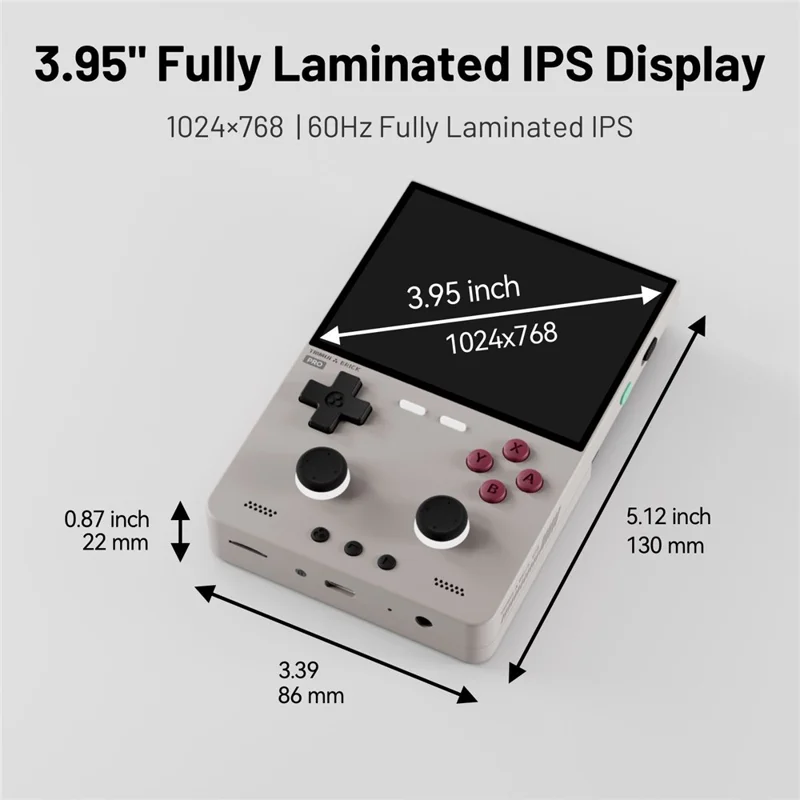 TRIMUI Brick Pro Handheld Game Console without TF Card Dual Hall Joysticks 3.95 inch IPS Screen Linux Retro Gamepad - Grey