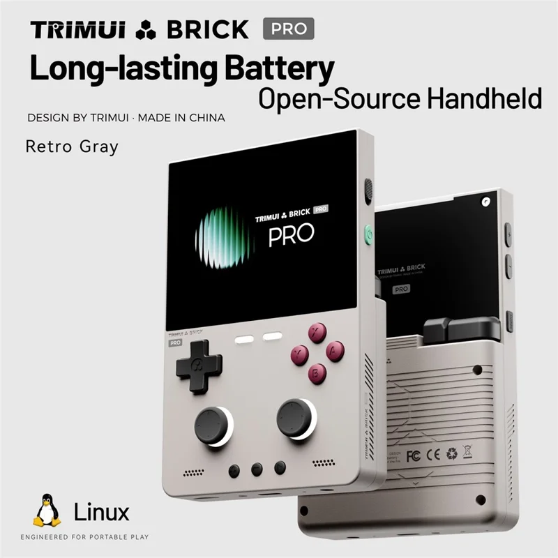 TRIMUI Brick Pro Handheld Game Console without TF Card Dual Hall Joysticks 3.95 inch IPS Screen Linux Retro Gamepad - Grey