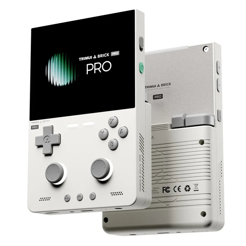 TRIMUI Brick Pro Handheld Game Console with 64GB TF Card Dual Hall Joysticks 3.95 inch IPS Screen Linux Retro Gamepad - White