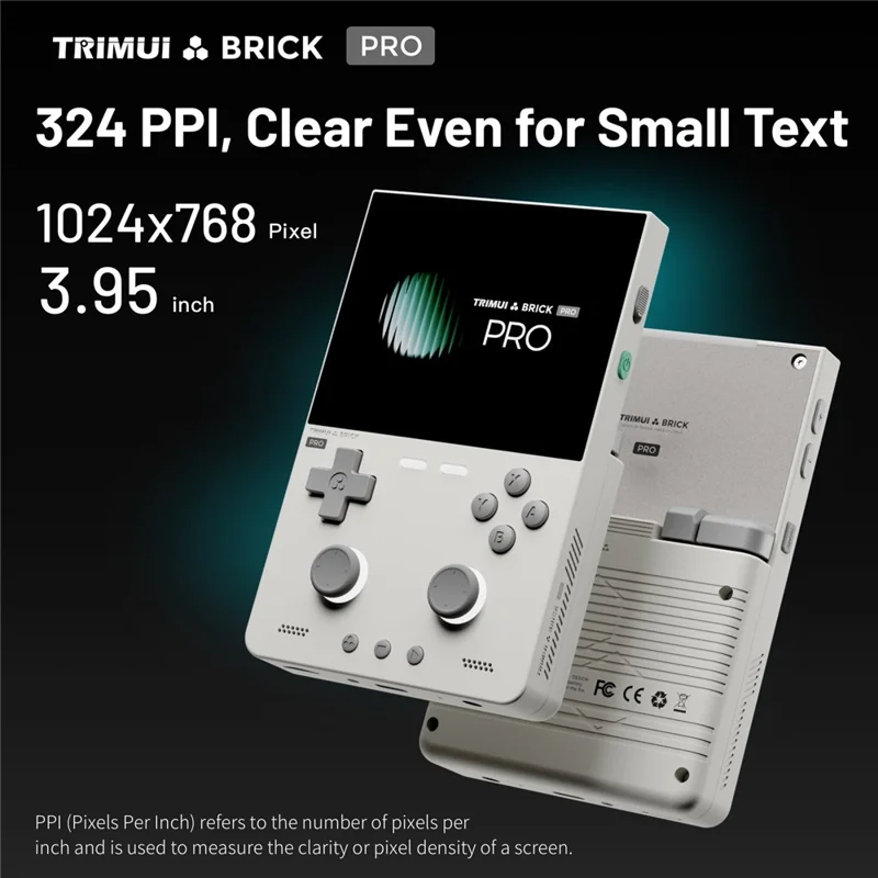 TRIMUI Brick Pro Handheld Game Console with 128GB TF Card Dual Hall Joysticks 3.95 inch IPS Screen Linux Retro Gamepad - White