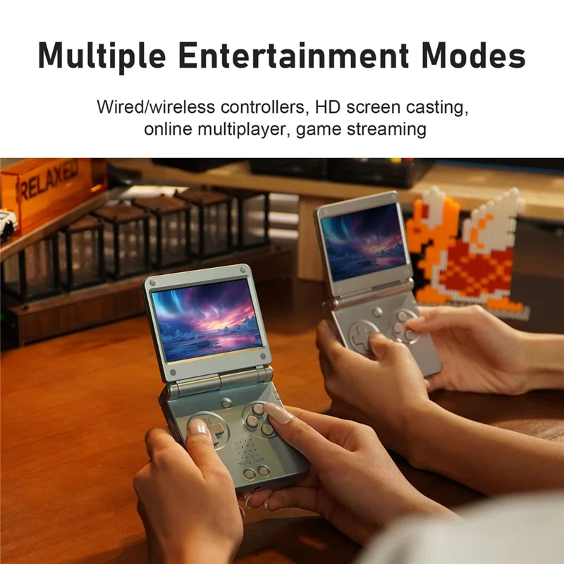 ANBERNIC RG SP 128GB Handheld Game Console 3.4 inch IPS Screen Quad-Core Clamshell Retro Gaming Device - Silver