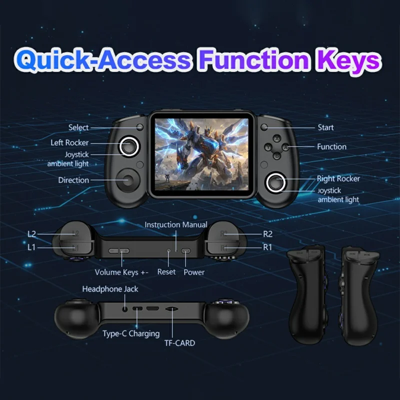 AISLPC RG43H Pro Handheld Game Console without TF Card 4.3 Inch IPS Screen Dual System RK3562 Quad Core WiFi RGB Joystick - Black