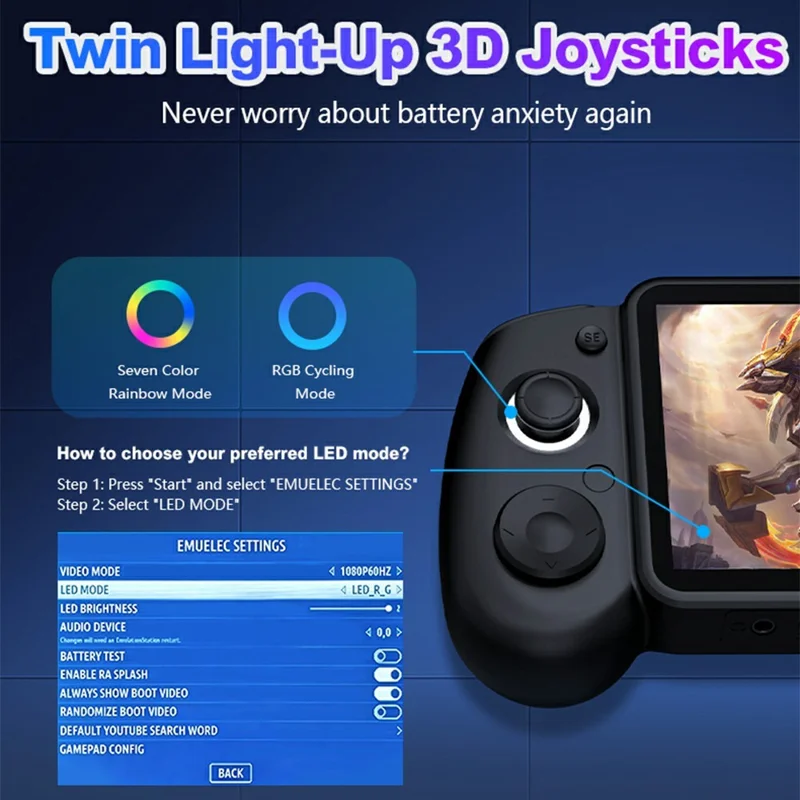 AISLPC RG43H Pro Handheld Game Console without TF Card 4.3 Inch IPS Screen Dual System RK3562 Quad Core WiFi RGB Joystick - Black