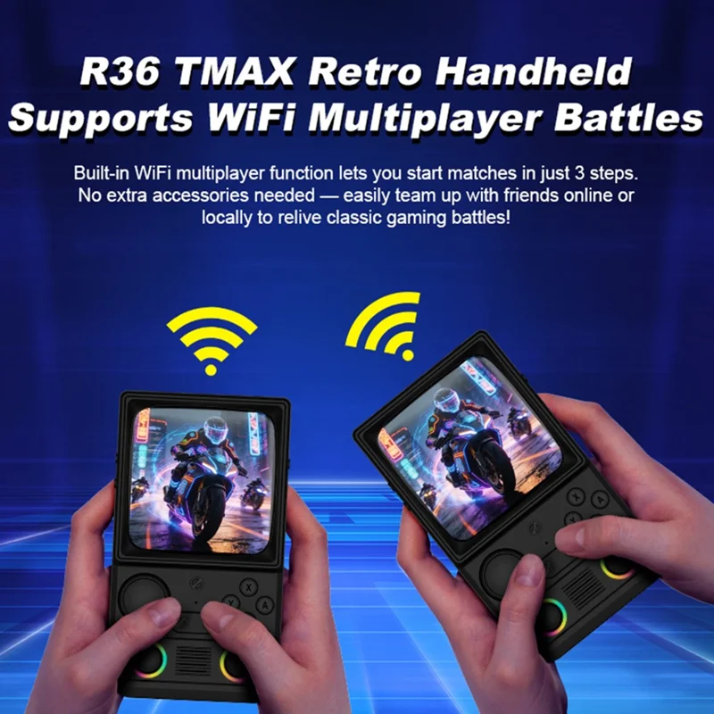 AISLPC R36T MAX Retro Game Console without TF Card 4.0 Inch IPS Curved Screen Dual 3D Joysticks RGB WiFi Handheld Gamepad - Black