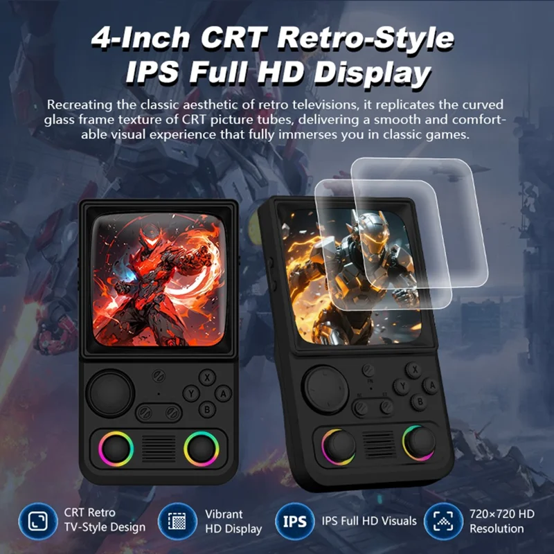 AISLPC R36T MAX Retro Game Console without TF Card 4.0 Inch IPS Curved Screen Dual 3D Joysticks RGB WiFi Handheld Gamepad - Black