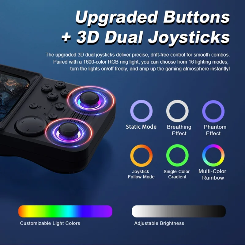 AISLPC R36T MAX Retro Game Console without TF Card 4.0 Inch IPS Curved Screen Dual 3D Joysticks RGB WiFi Handheld Gamepad - Black