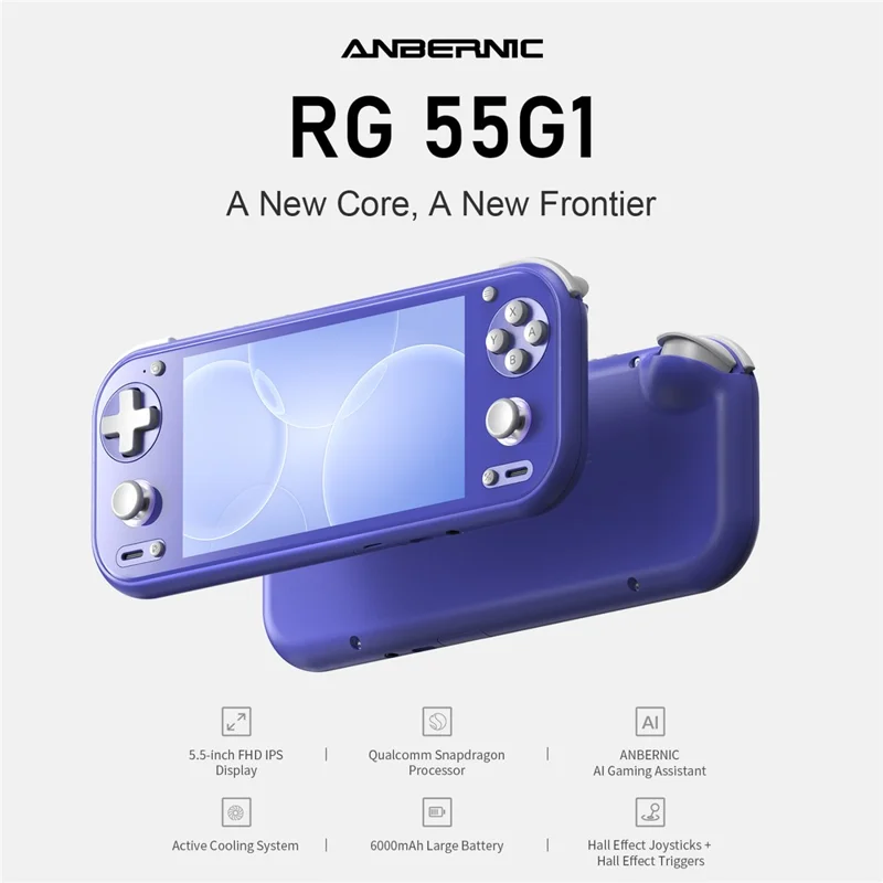 ANBERNIC RG 55G1 4+64GB 5.5-дюймовый IPS-дисплей, портативная игровая консоль на Android 14 - Синий