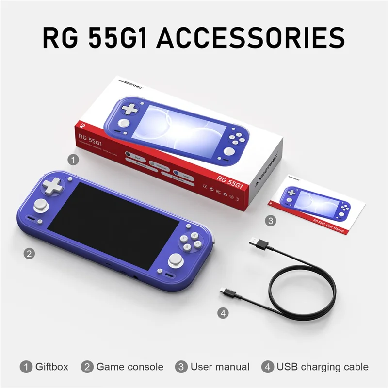 ANBERNIC RG 55G1 8+128GB 5.5 inch IPS Display Android 14 Handheld Gaming Console - Blue