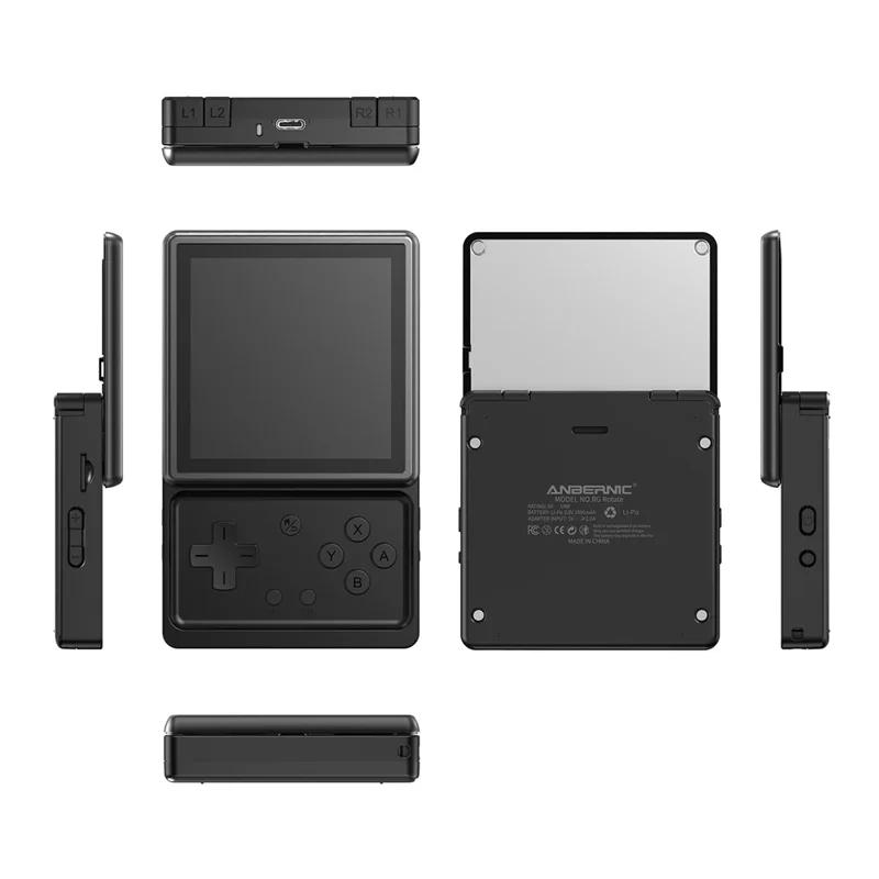 ANBERNIC RG Rotate Handheld Gaming Console with 128GB TF Card 3.5 inch IPS Touchscreen Android 12 T618 Processor 30+ Game Formats - Black