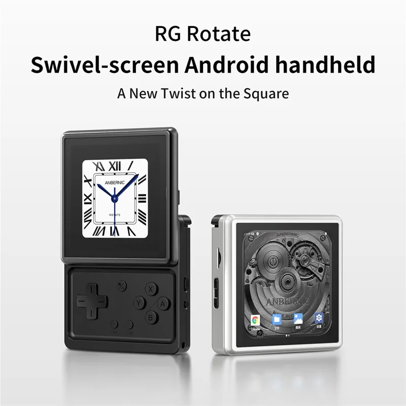 ANBERNIC RG Rotate Handheld Gaming Console with 128GB TF Card 3.5 inch IPS Touchscreen Android 12 T618 Processor 30+ Game Formats - Black