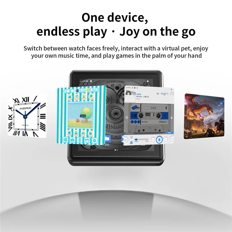 ANBERNIC RG Rotate Handheld Gaming Console with 128GB TF Card 3.5 inch IPS Touchscreen Android 12 T618 Processor 30+ Game Formats - Black
