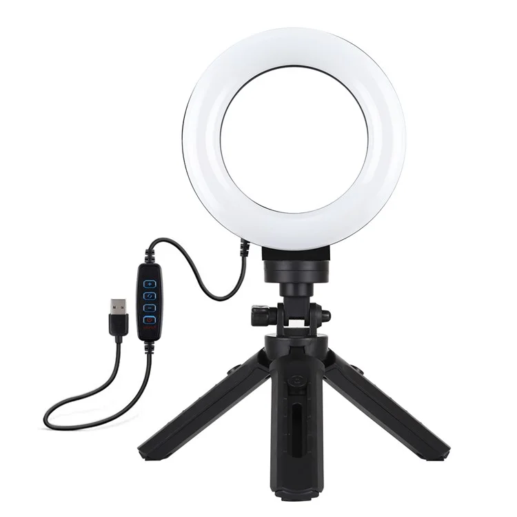 PULUZ PKT3058B 4.7-inch 12cm USB 3 Modes Dimmable Vlogging Photography Video LED Ring Lights + Tripod Mount Kit