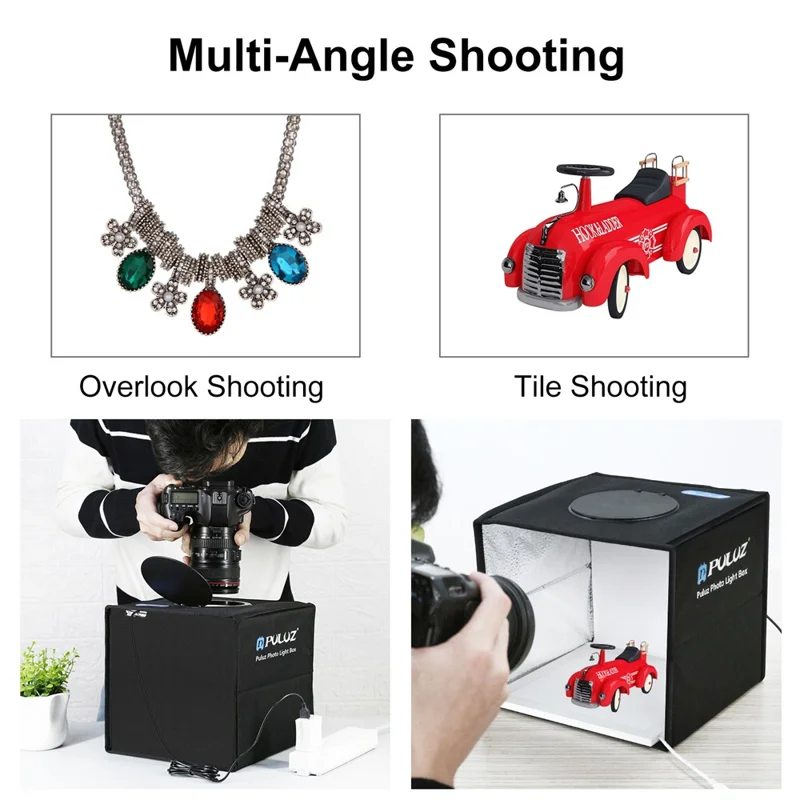 PULUZ PKT3101B Portable 25cm Photo Studio LED Ring Light Dimmable Desktop Shooting Tent Softbox with 12 Colors Background