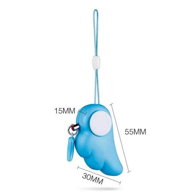 Angel Wing Design Personal Protection Girl Women Security Alarm Device 90dB Loud Sound Self Defense Supplies Emergency Alarm - Blue