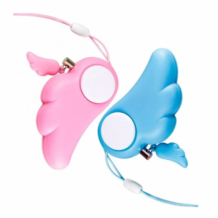 Angel Wing Design Personal Protection Girl Women Security Alarm Device 90dB Loud Sound Self Defense Supplies Emergency Alarm - Blue